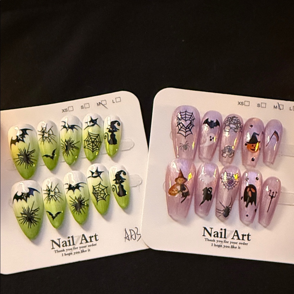 Halloween Themed Nail Art Double Set Adult Medium. Coffin NWT